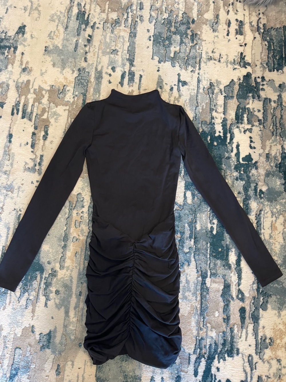 Aritzia Black Long Sleeve Ruched Dress